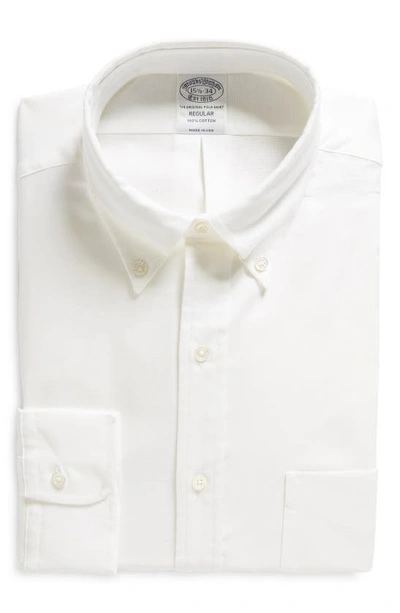 Shop Brooks Brothers Oxford Button-down Dress Shirt In Solid White