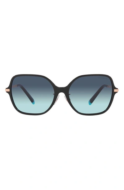 Shop Tiffany & Co 57mm Gradient Pillow Sunglasses In Black