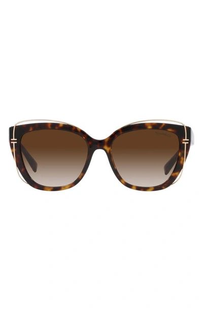 Shop Tiffany & Co 54mm Gradient Cat Eye Sunglasses In Brown Gradient