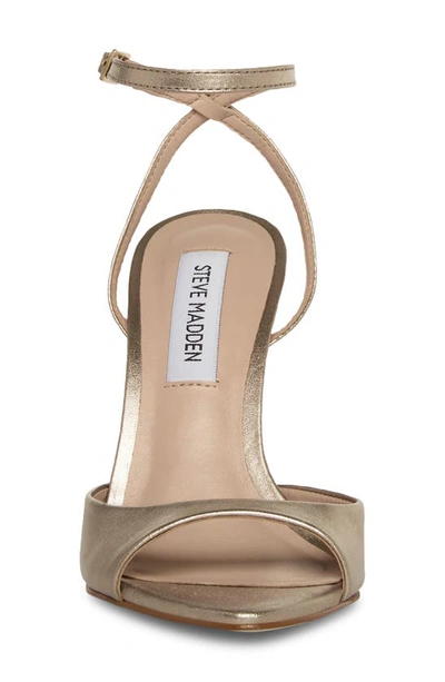 Steve Madden Beki Ankle Strap Pointed Toe Sandal In Gold Leath