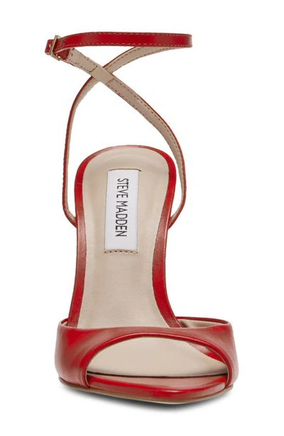 Steve Madden Beki Ankle Strap Pointed Toe Sandal In Red Leathe