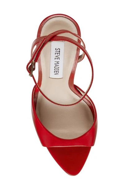 Steve Madden Beki Ankle Strap Pointed Toe Sandal In Red Leathe
