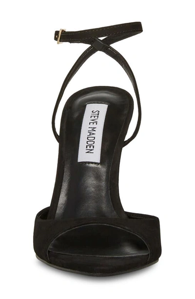 Shop Steve Madden Beki Ankle Strap Pointed Toe Sandal In Black Nubuck