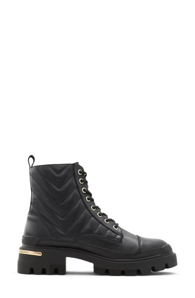 Shop Aldo Quilt Combat Boot In Black Leather