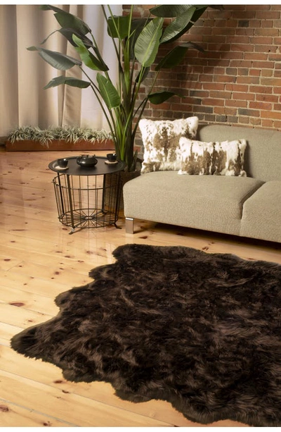 Shop Natural Genuine Shearling Rug In Chocolate