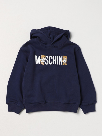Shop Moschino Kid Sweatshirt In Cotton In Blue