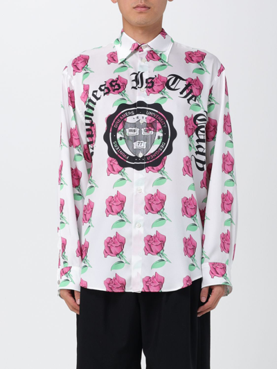 Shop Msgm Shirt In Printed Cotton Blend In White