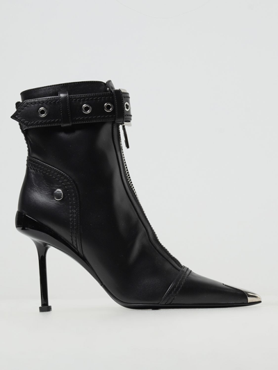 Shop Alexander Mcqueen Slash Ankle Boots In Leather With Buckle In Black