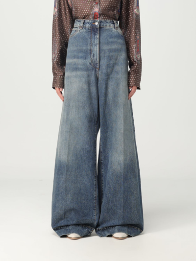 Shop Etro Jeans In Denim With Pegasus Embroidery In Blue