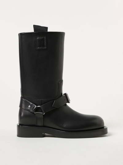 Shop Burberry Saddle Ankle Boots In Leather With Buckle In Black