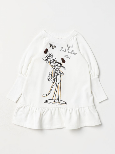 Monnalisa Sweatkleid Rosaroter Panther In White