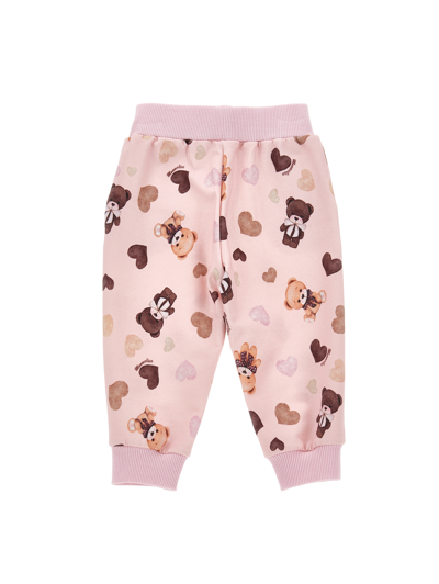 Shop Monnalisa Fleece Trousers With All-over Print In Pink