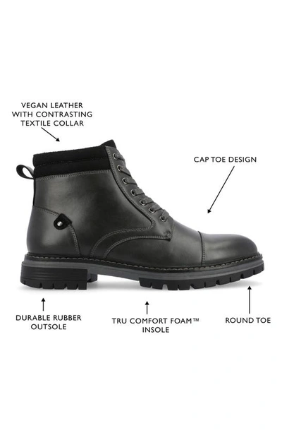 Vance Co. Fegan Cap Toe Boot In Charcoal