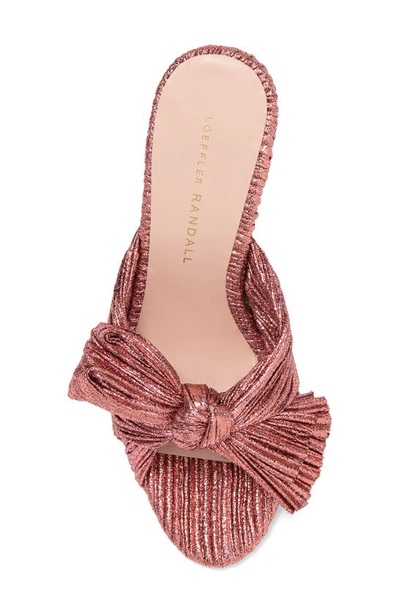 Shop Loeffler Randall Penny Knotted Lamé Sandal In Metallic Rose