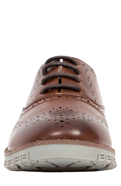 Deer Stags Benton Jr. Classic Lace-up Wingtip Hybrid Sneaker Dress Comfort Oxford In Brown/grey