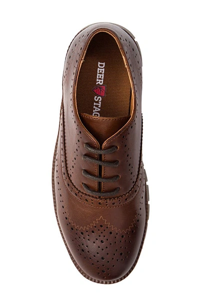 Deer Stags Benton Jr. Classic Lace-up Wingtip Hybrid Sneaker Dress Comfort Oxford In Brown/grey