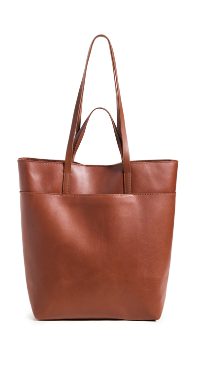 Shop Madewell The Essential Tote In Leather Warm Cinnamon