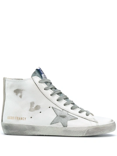 Shop Golden Goose Francy Leather Upper Suede Laminated Star In White Silver Milk