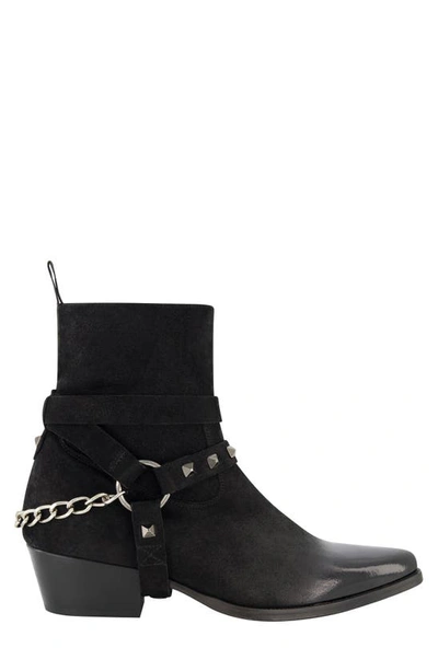 Shop Karl Lagerfeld Suede Zip Boot In Black