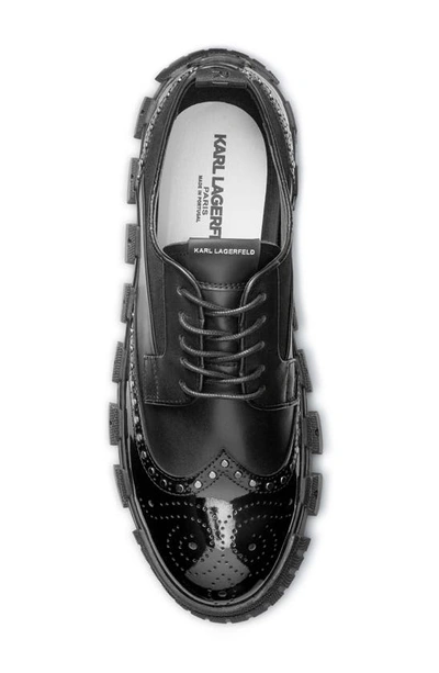 Shop Karl Lagerfeld Studded Wingtip Derby In Black