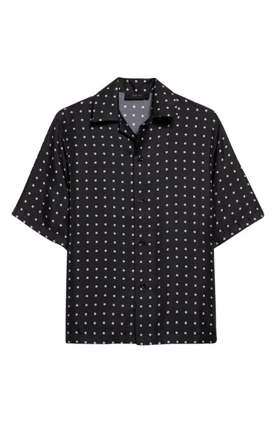 Shop Amiri Mix & Match Monogram Logo Print Silk Camp Shirt In Black