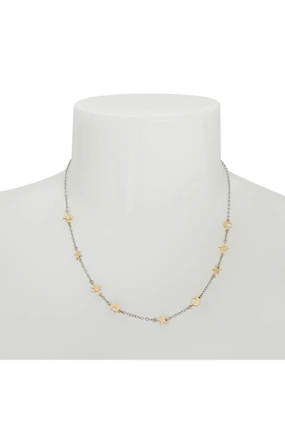 Shop Allsaints Moon & Star Staion Necklace In Two Tone