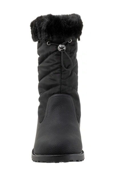 Trotters Bryce Faux Fur Trim Winter Boot In Black Tumbled
