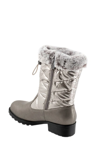 Trotters Bryce Faux Fur Trim Winter Boot In Grey Tumbled