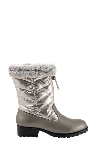 Trotters Bryce Faux Fur Trim Winter Boot In Grey Tumbled