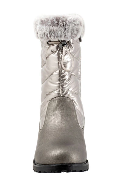 Trotters Bryce Faux Fur Trim Winter Boot In Grey Tumbled