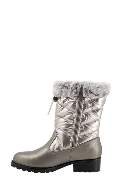 Trotters Bryce Faux Fur Trim Winter Boot In Grey Tumbled