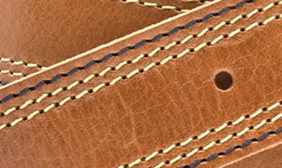 Shop Johnston & Murphy Triple Contrast Stitch Leather Belt In Tan