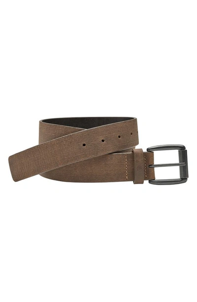 Shop Johnston & Murphy Scored Leather Belt In Brown Oiled