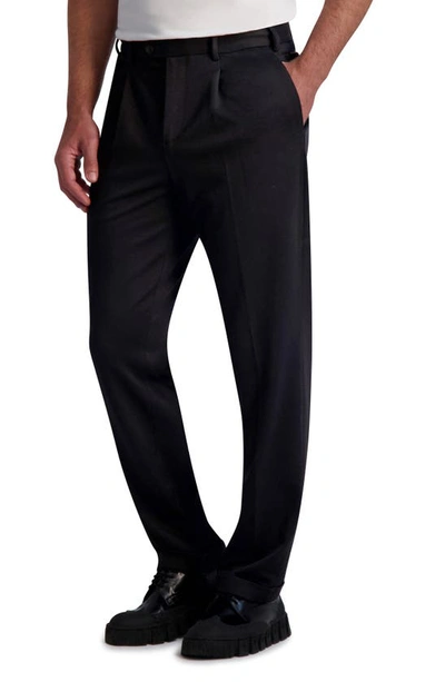 Shop Karl Lagerfeld Flat Front Pants In Black
