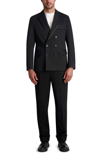 Shop Karl Lagerfeld Peaked Lapels Double Breasted Sport Coat In Black