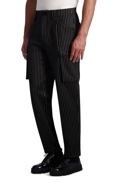 Shop Karl Lagerfeld Stripe Cargo Pants In Black