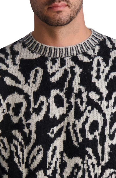 Shop Karl Lagerfeld Floral Wool Blend Jacquard Sweater In Black/ White