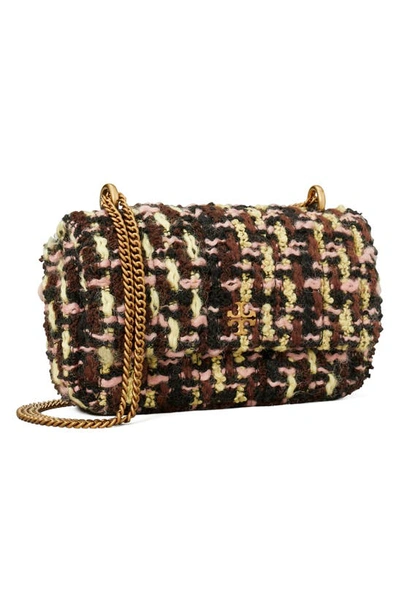 Shop Tory Burch Mini Kira Tweed Shoulder Bag In Brown Multi