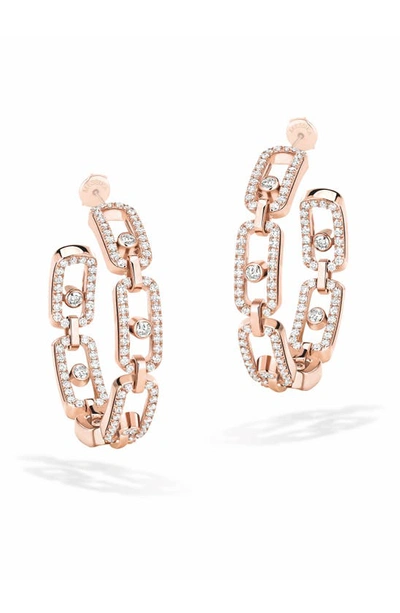 Shop Messika Small Move Link Diamond Hoop Earrings In Pink Gold