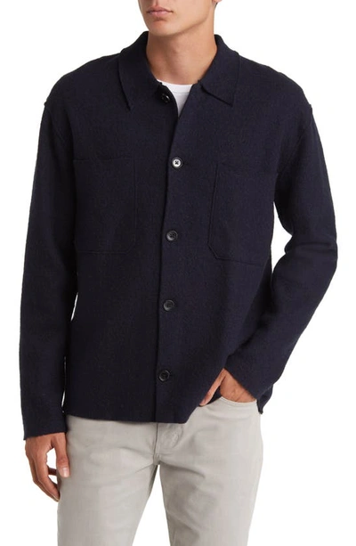Shop Nn07 Jonas Boiled Wool Shirt Jacket In Navy Blue