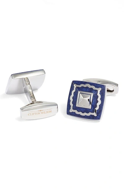Shop Clifton Wilson Square Cuff Links In Blue