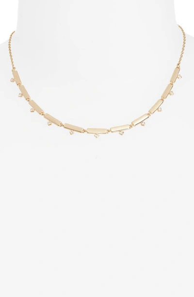 Shop Nordstrom Cubic Zirconia Drop Bar Frontal Necklace In Clear- Gold