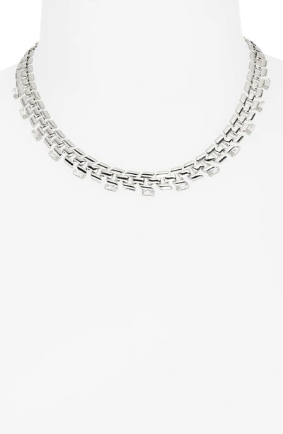 Shop Nordstrom Chunky Geometric Cubic Zirconia Chain Necklace In Clear- Rhodium