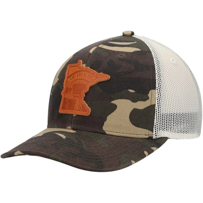 Shop Local Crowns Camo Minnesota Icon Woodland State Patch Trucker Snapback Hat