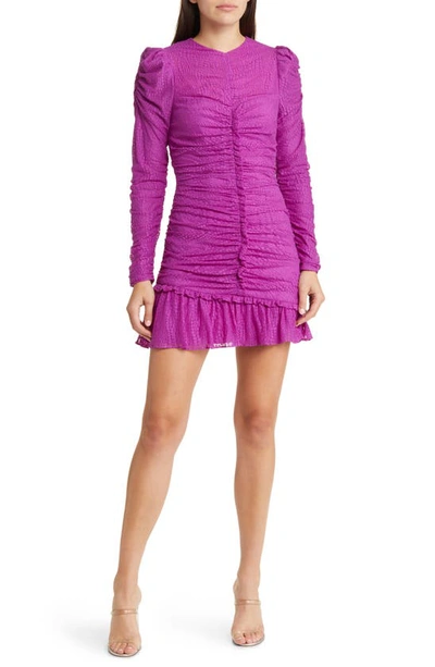 Shop Saylor Toryn Ruched Long Sleeve Minidress In Cactus Flower