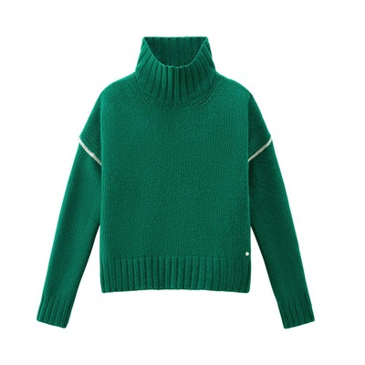 Shop Woolrich Turtleneck Sweater In Pure Virgin Wool In Kelly_green