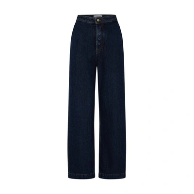 Shop Loewe High-waisted Flared Jeans In Raw_denim