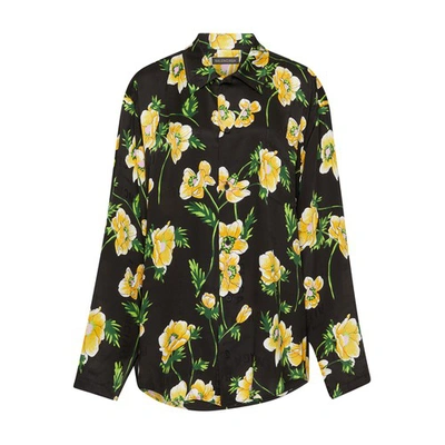Shop Balenciaga Long-sleeved Printed Shirt In Black_yellow