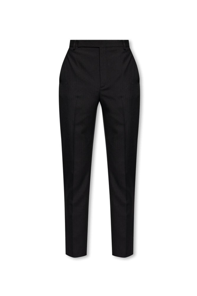 Shop Saint Laurent Pleated Straight Hem Trousers In Black