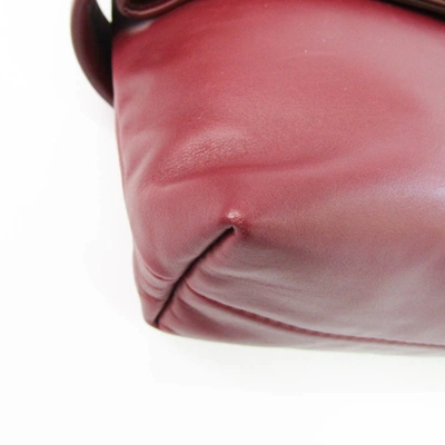 Shop Bottega Veneta Burgundy Leather Shoulder Bag ()